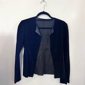 Black Suede Leather Raw Hem Vintage Guess Collection Jacket